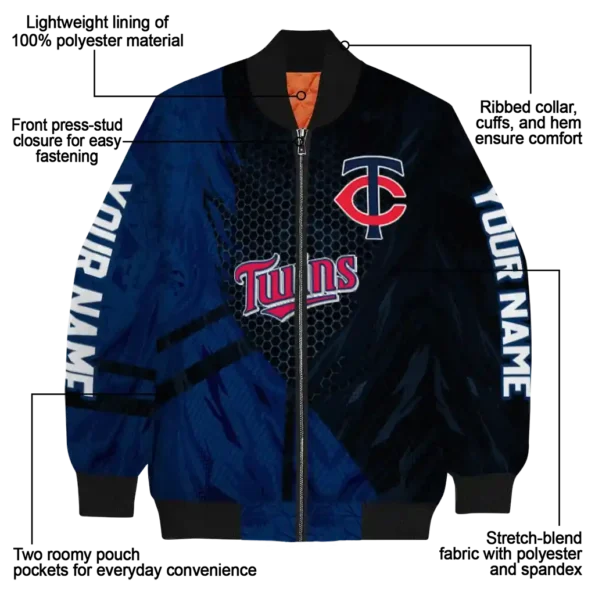 custom minnesota twins hexagon mesh navy black bomber jacket new arrival
