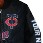 custom minnesota twins hexagon mesh navy black bomber jacket best selling