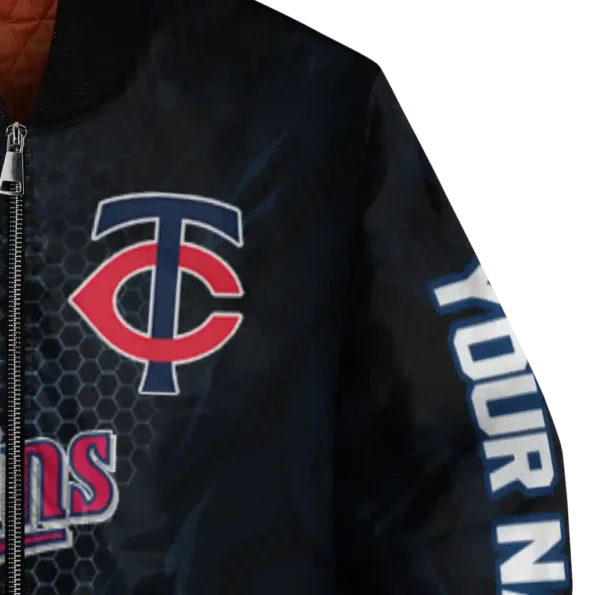 custom minnesota twins hexagon mesh navy black bomber jacket premium grade