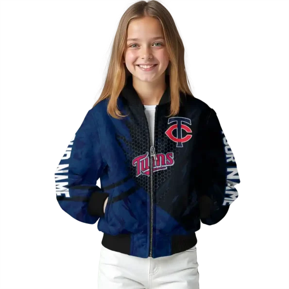 custom minnesota twins hexagon mesh navy black bomber jacket top rated