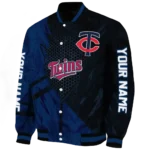 custom minnesota twins hexagon mesh navy black varsity jacket best selling