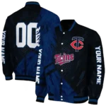 custom minnesota twins hexagon mesh navy black varsity jacket best selling