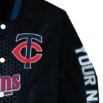 custom minnesota twins hexagon mesh navy black varsity jacket best selling