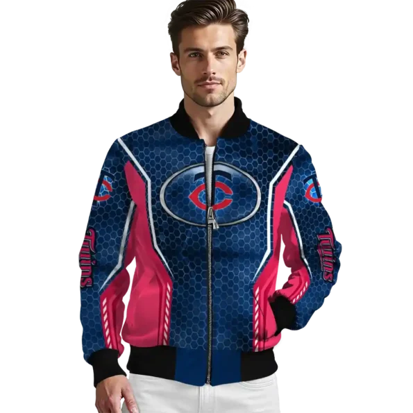 custom minnesota twins power plate navy bomber jacket high quality