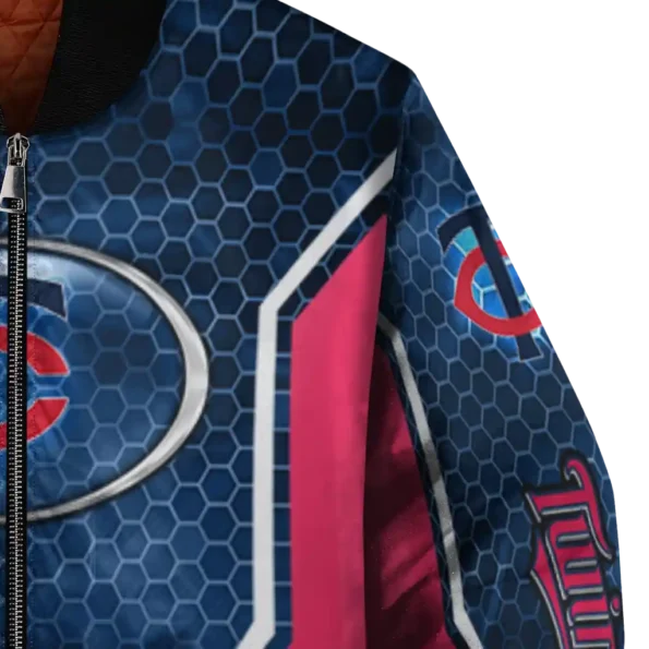 custom minnesota twins power plate navy bomber jacket premium grade