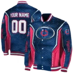 custom minnesota twins power plate navy varsity jacket best selling