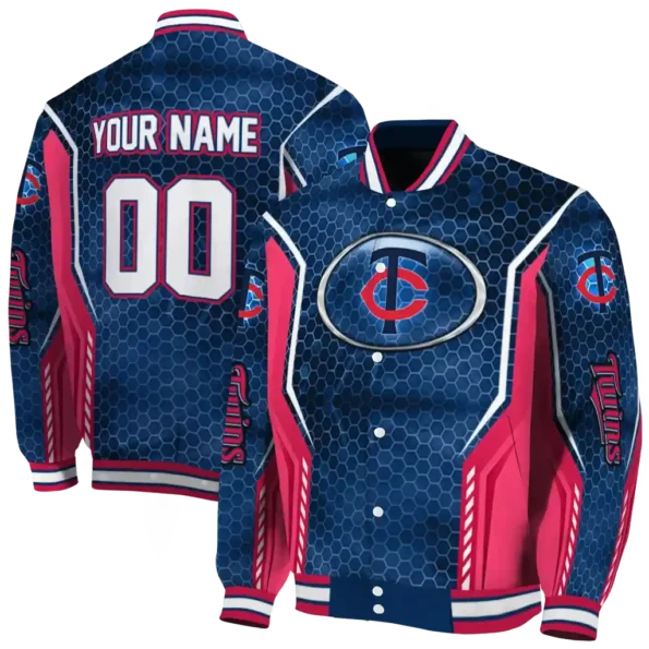 custom minnesota twins power plate navy varsity jacket fashion forward