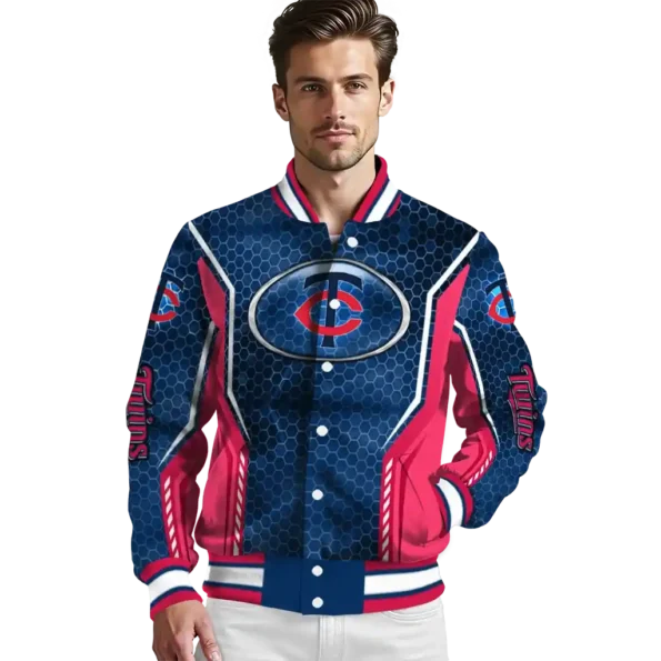 custom minnesota twins power plate navy varsity jacket high quality