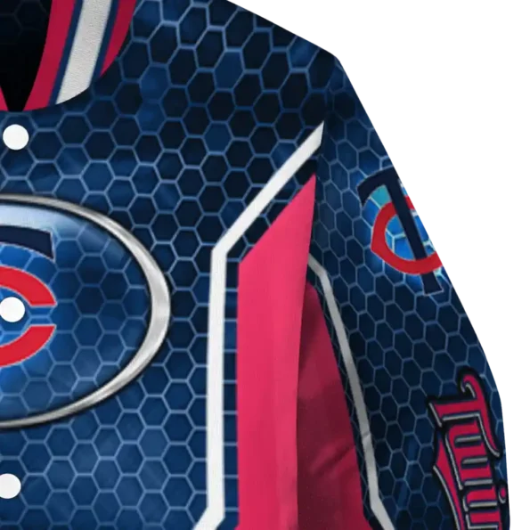 custom minnesota twins power plate navy varsity jacket premium grade