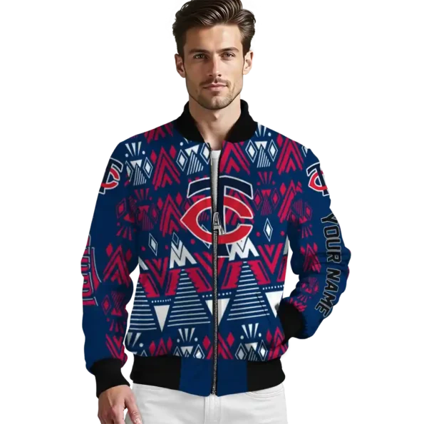 custom minnesota twins pyramid shapes navy bomber jacket high quality