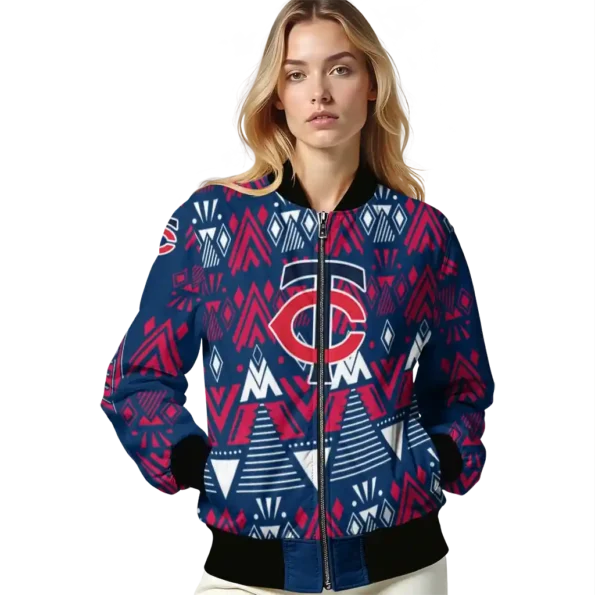 custom minnesota twins pyramid shapes navy bomber jacket latest model