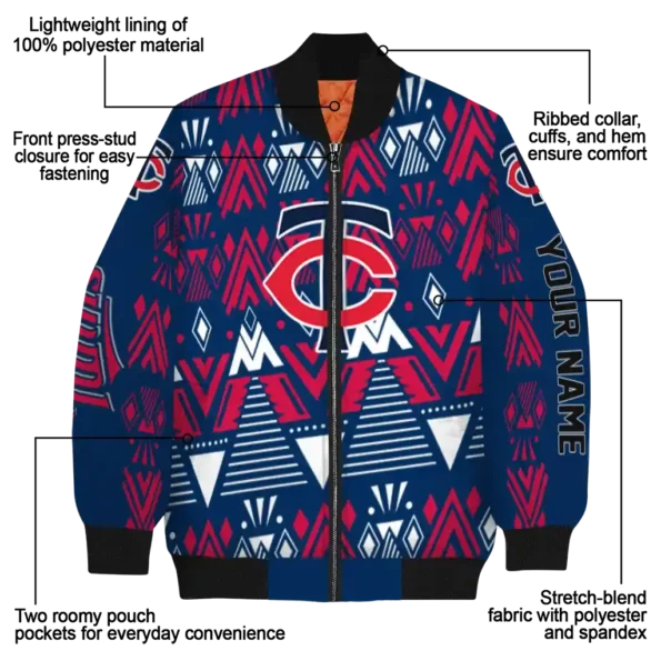 custom minnesota twins pyramid shapes navy bomber jacket new arrival