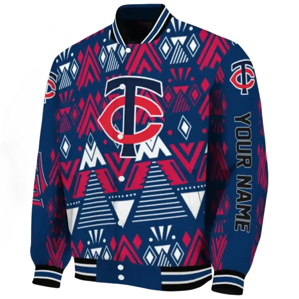 custom minnesota twins pyramid shapes navy varsity jacket best selling