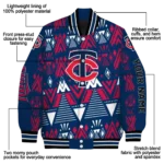 custom minnesota twins pyramid shapes navy varsity jacket best selling