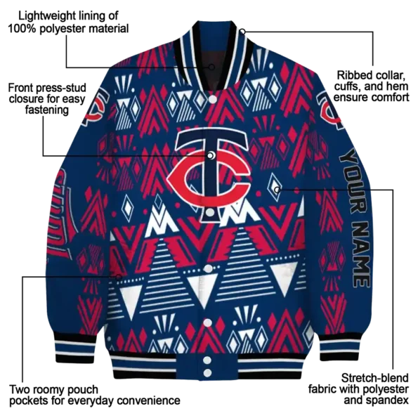 custom minnesota twins pyramid shapes navy varsity jacket new arrival