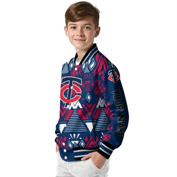 custom minnesota twins pyramid shapes navy varsity jacket trendy