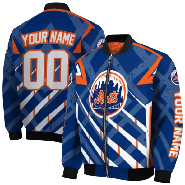 custom new york mets chevron angles blue bomber jacket fashion forward