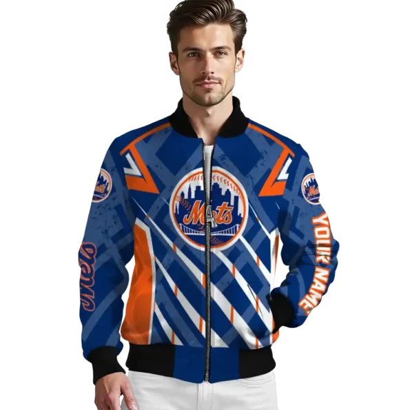custom new york mets chevron angles blue bomber jacket high quality