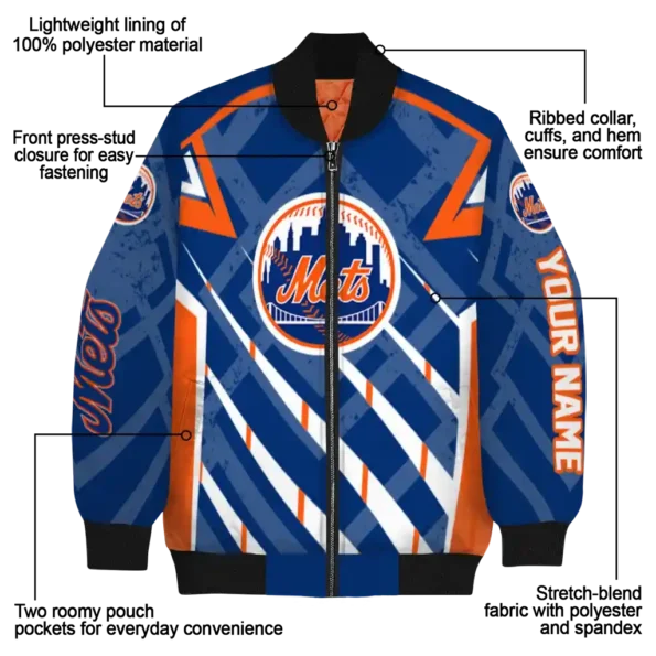 custom new york mets chevron angles blue bomber jacket new arrival