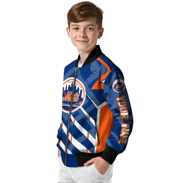 custom new york mets chevron angles blue bomber jacket trendy
