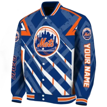 custom new york mets chevron angles blue varsity jacket best selling