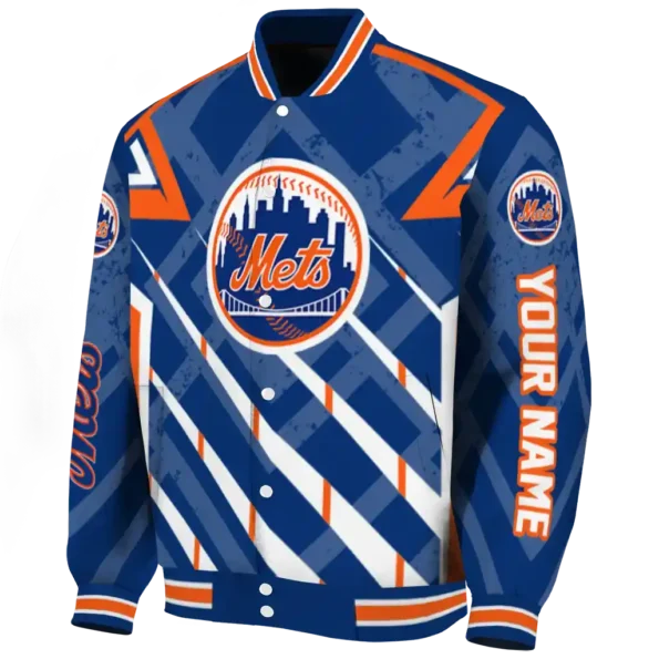 custom new york mets chevron angles blue varsity jacket best selling