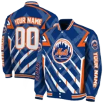 custom new york mets chevron angles blue varsity jacket best selling
