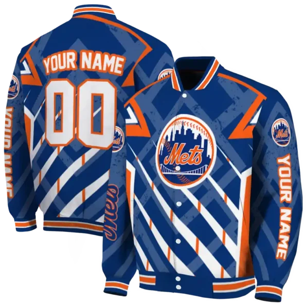 custom new york mets chevron angles blue varsity jacket fashion forward
