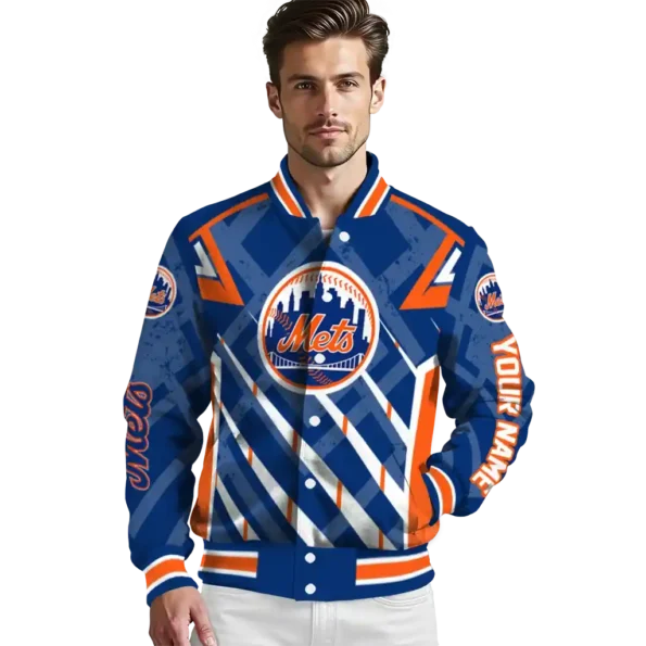 custom new york mets chevron angles blue varsity jacket high quality