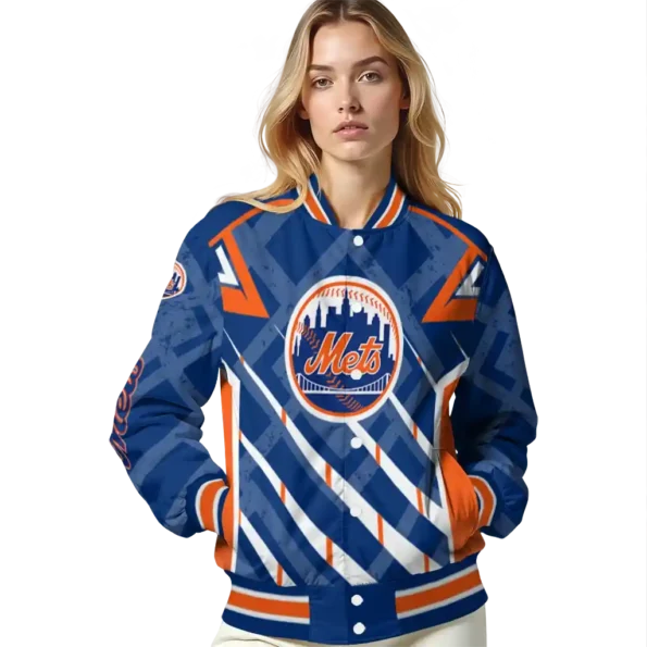 custom new york mets chevron angles blue varsity jacket latest model
