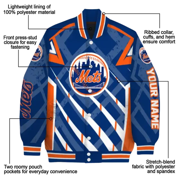 custom new york mets chevron angles blue varsity jacket new arrival