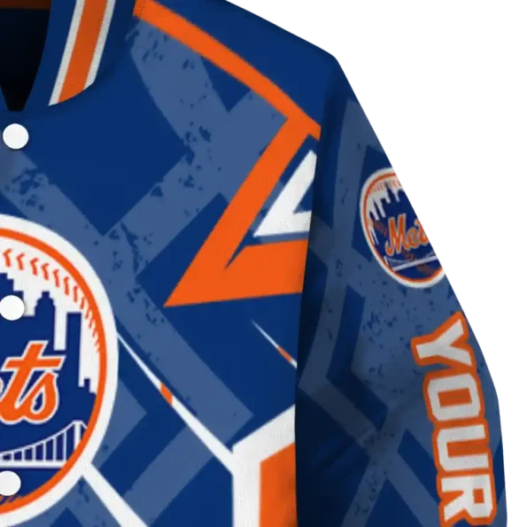 custom new york mets chevron angles blue varsity jacket premium grade