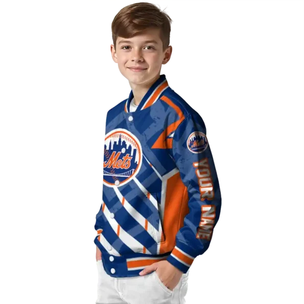 custom new york mets chevron angles blue varsity jacket trendy