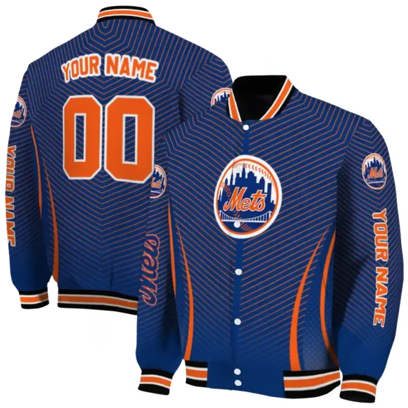 custom new york mets chevron arrow blue varsity jacket fashion forward