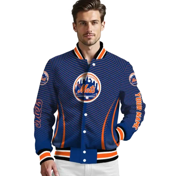 custom new york mets chevron arrow blue varsity jacket high quality