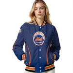 custom new york mets chevron arrow blue varsity jacket best selling