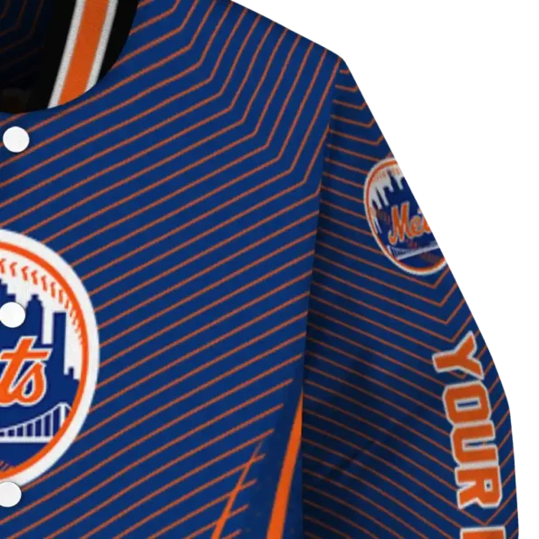 custom new york mets chevron arrow blue varsity jacket premium grade