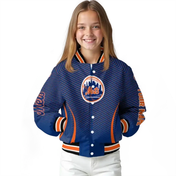 custom new york mets chevron arrow blue varsity jacket top rated