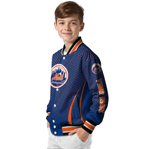 custom new york mets chevron arrow blue varsity jacket trendy