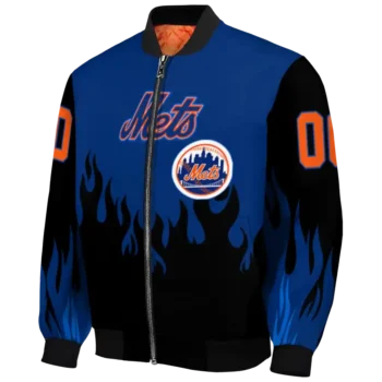 custom new york mets flame border blue black bomber jacket best selling