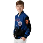 custom new york mets flame border blue black varsity jacket best selling