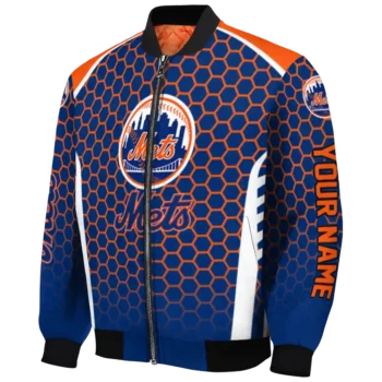 custom new york mets hexagon grid blue bomber jacket best selling