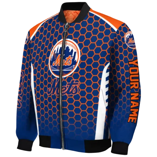 custom new york mets hexagon grid blue bomber jacket best selling