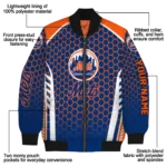 custom new york mets hexagon grid blue bomber jacket best selling