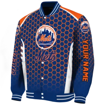 custom new york mets hexagon grid blue varsity jacket best selling