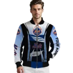 custom new york mets mesh effect blue black bomber jacket best selling