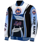 custom new york mets mesh effect blue black varsity jacket best selling