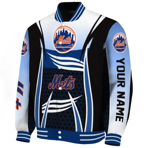 custom new york mets mesh effect blue black varsity jacket best selling