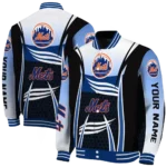 custom new york mets mesh effect blue black varsity jacket best selling