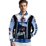 custom new york mets mesh effect blue black varsity jacket best selling